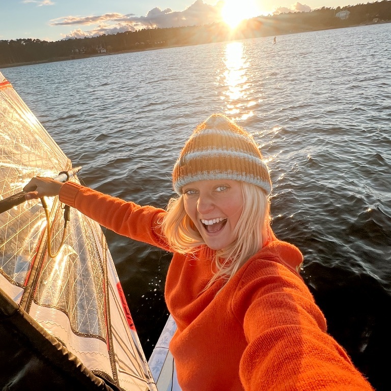 Andrea Holm on the beach at Sandhamn